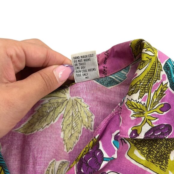 Vintage Ashleigh Morgan Womens Crop Hawaiian Shirt Pink Medium Tropical Resort‎ - Picture 8 of 12